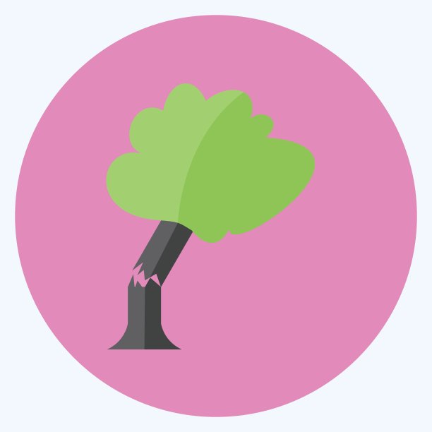 倒下的树图标在时尚平面风格孤立在软蓝色背景图片下载