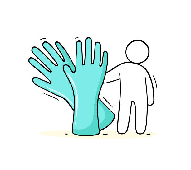 医生戴着消毒的乳胶手套。矢量插图。图片下载