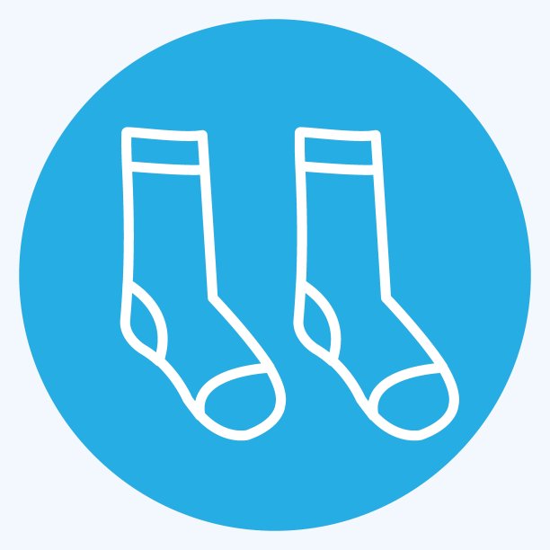 袜子图标在时尚的蓝色眼睛风格孤立在柔和的蓝色背景图片下载