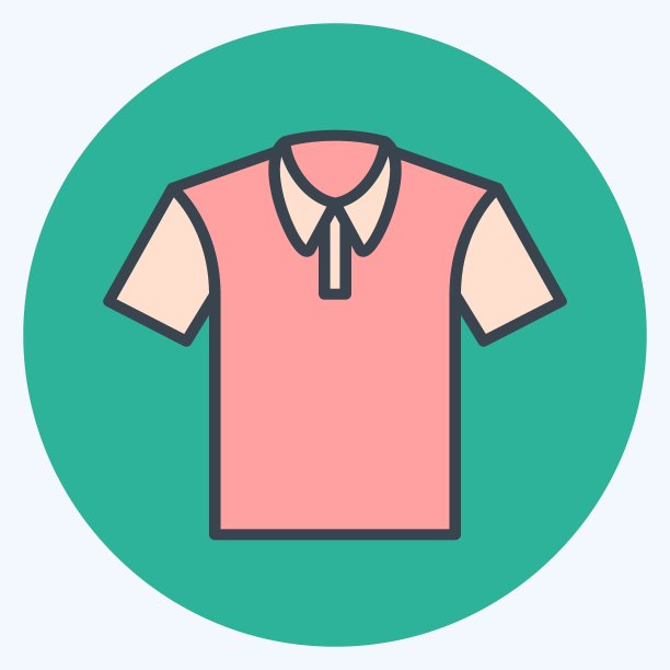 休闲衬衫图标在时尚的颜色搭配风格孤立在软蓝色背景图片下载