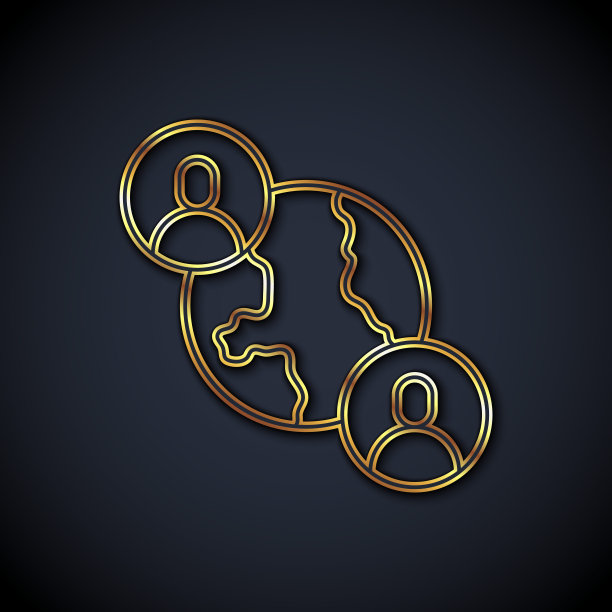 金线BFF或最好的朋友永远的图标孤立在黑色背景。向量图片下载