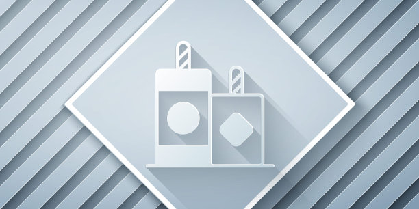 剪纸烟花图标孤立的灰色背景。趣味派对的概念。爆炸性的烟火的象征。放鞭炮。纸艺术风格。向量图片下载