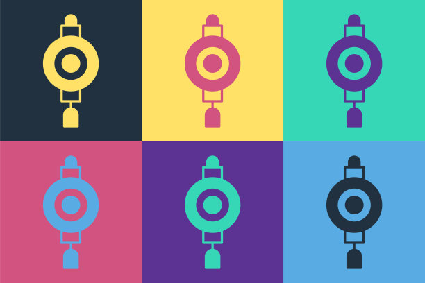 波普艺术风格的中国纸灯笼图标，彩色背景。矢量图图片下载