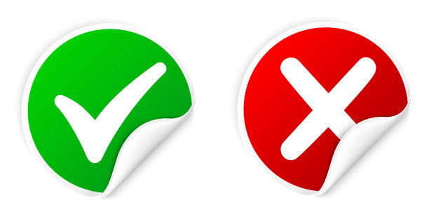 矢量插图是或否检查标记贴纸标签图片下载