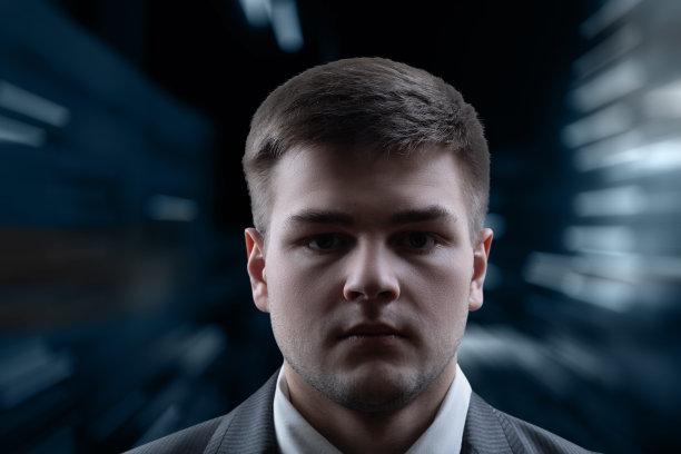 一个年轻商人的脸特写。图片下载