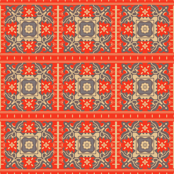 日本花方形瓷砖矢量无缝模式图片下载