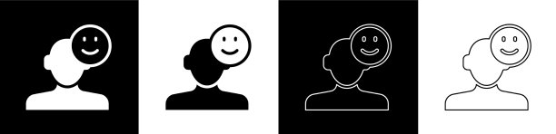 设置好心情图标孤立在黑色和白色图片下载