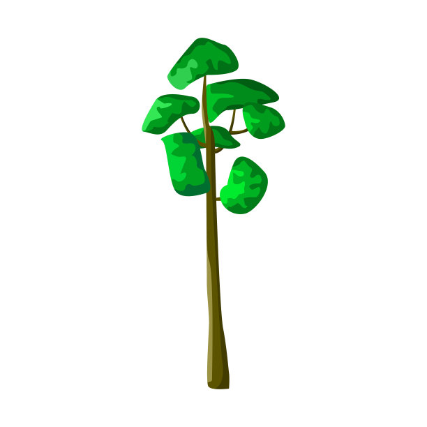 现实的绿色老高大的树孤立在白色的背景-向量图片下载