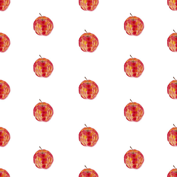 可爱简单的无缝苹果图案在一个白色的背景图片下载