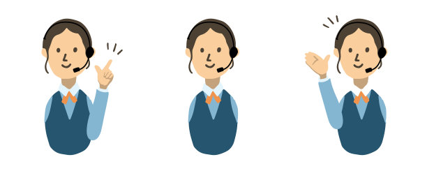 呼叫中心员工矢量插图集。带着耳机微笑的办公室职员和卡通人物。客户支持部门员工，电话营销代理。图片下载