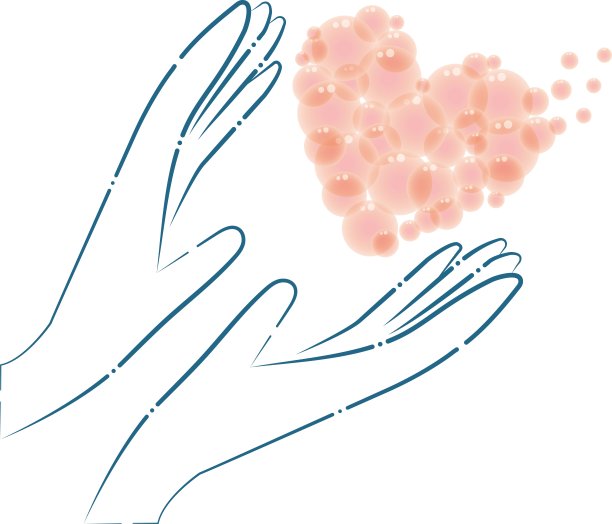 双手伸向一个心形的泡泡/插图材料(矢量插图)图片下载