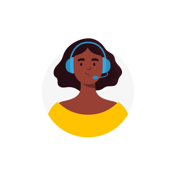 呼叫中心的非裔美国女人的化身。实时聊天操作员，热线操作员，带耳机的助手。在线全球技术支持24。矢量平面插图。图片下载