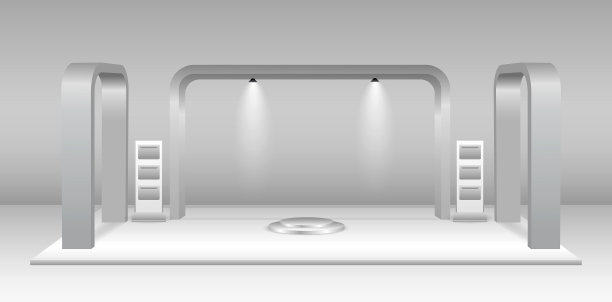 一套逼真的贸易展台或空白展台或企业商业展位。Eps矢量集实物贸易展台或空白展台或企业商业展位。每股收益向量图片下载