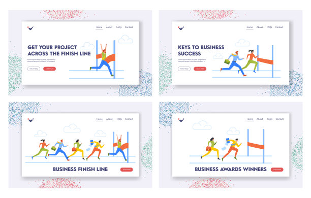 比赛挑战登陆页模板设置。商人角色奔跑，跟随商人穿越终点线图片下载