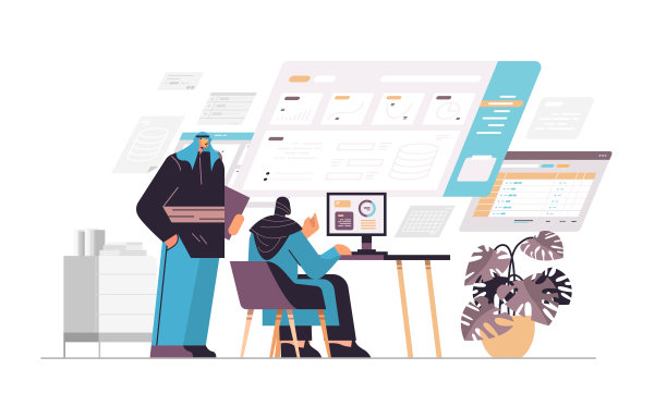 阿拉伯商人用图表和图表分析财务数据，规划报告市场分析会计概念图片下载