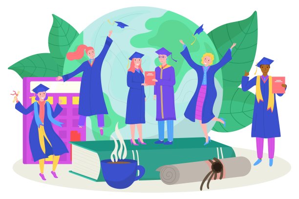 大学，学校毕业概念，矢量插图，学生男女性格持有文凭关于大学教育，快乐的人图片下载
