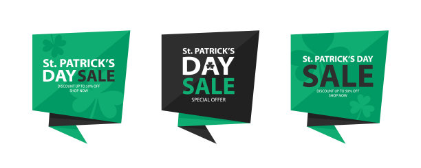 圣帕特里克节促销标签。帕特里克日销售模板假日购物，促销和广告。图片下载