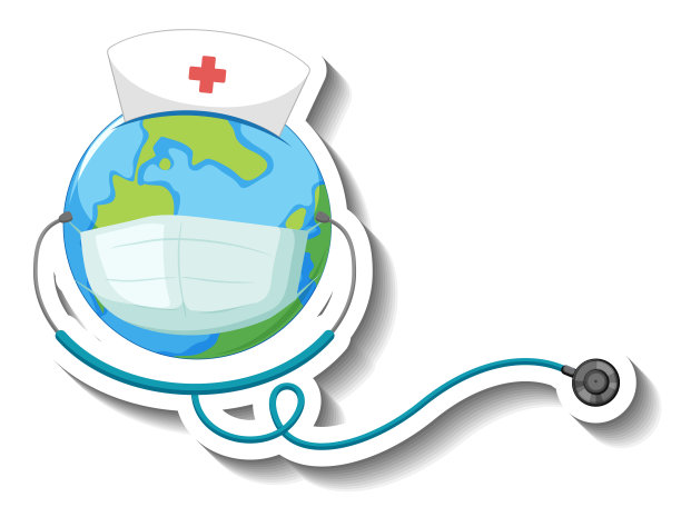 地球戴着口罩和听诊器图片下载