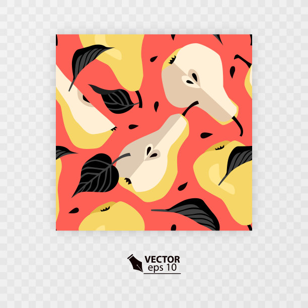 黄梨无缝图案。水果背景，印花织物和壁纸图片下载