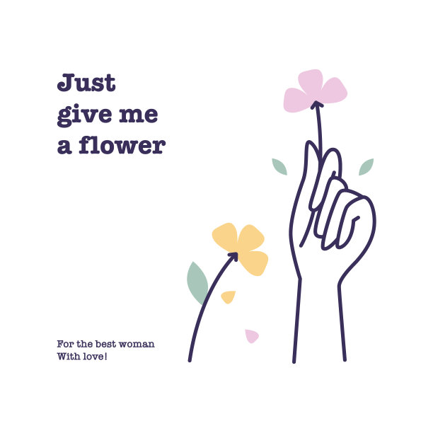 矢量插图的卡通花在手为最好的女人。图片下载