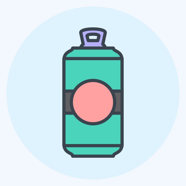 啤酒可以图标在时尚的颜色伴侣风格孤立在软蓝色背景图片下载