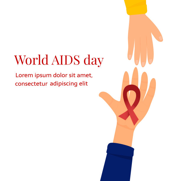 一只手伸出另一只手，手上系着红丝带。援助的概念和世界艾滋病日。图片下载