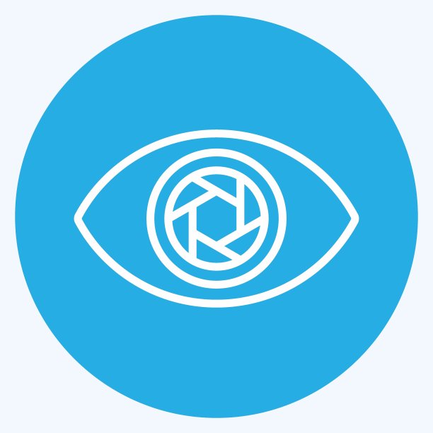 眼睛图标在时尚的蓝色眼睛风格孤立在柔和的蓝色背景图片下载