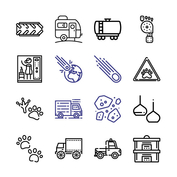 trail图标设置线路图标。现代细线风格。适合Web和移动图标。矢量插图EPS 10。图片下载