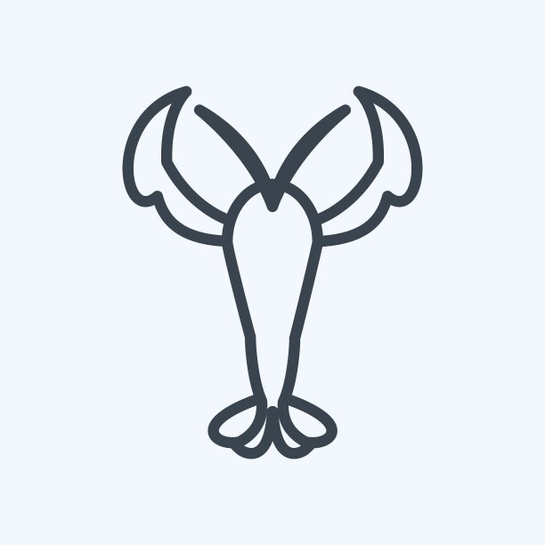 龙虾图标在时尚线风格孤立在软蓝色背景图片下载