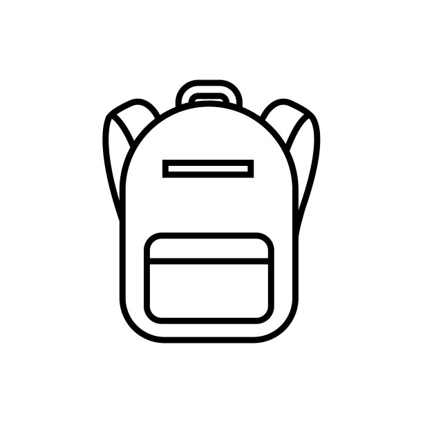 背包线图标，矢量轮廓标志孤立在白色背景上图片下载