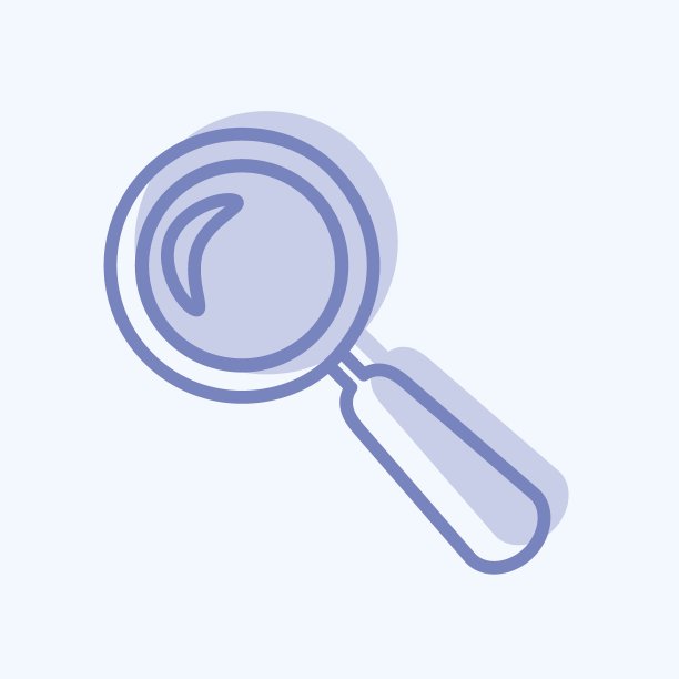 放大镜图标在流行的两种色调风格孤立在软蓝色背景图片下载