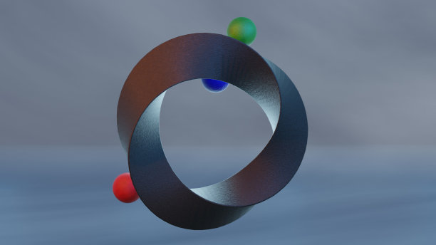 摘要蓝色扭曲环面形莫比乌斯带三球RGB旋转旋转图片下载