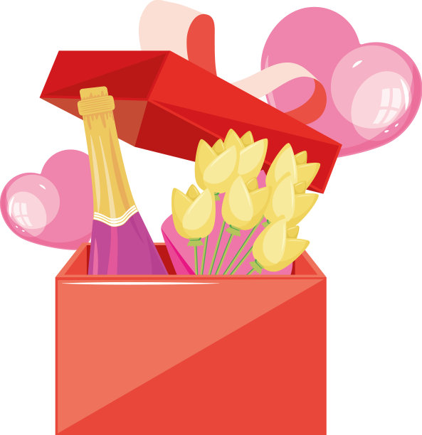 情人节礼物和香槟图片下载