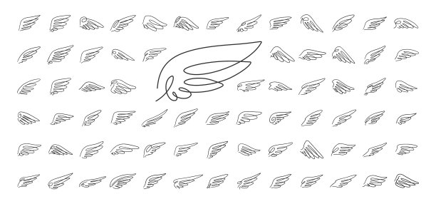 翼套连续线画现代图片下载