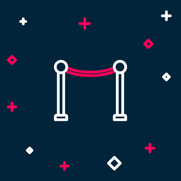 线绳障碍图标孤立在蓝色背景上。VIP活动，奢华庆典。名人聚会入口。色彩斑斓的轮廓的概念。向量图片下载