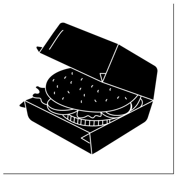 汉堡在包装字形图标图片下载