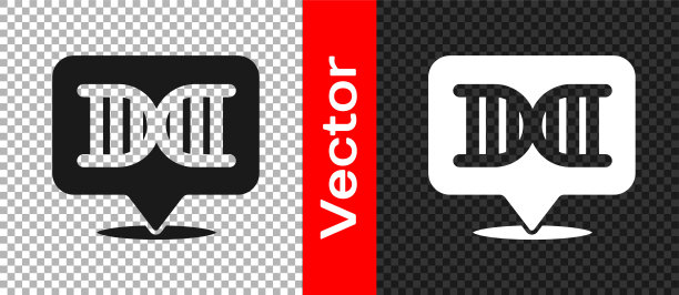 黑色DNA符号图标孤立在透明的背景上。向量图片下载