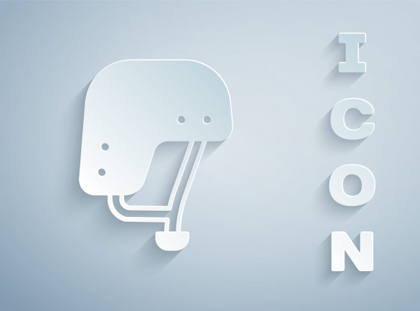 剪纸滑板头盔图标孤立的灰色背景。极限运动。运动设备。纸艺术风格。向量图片下载