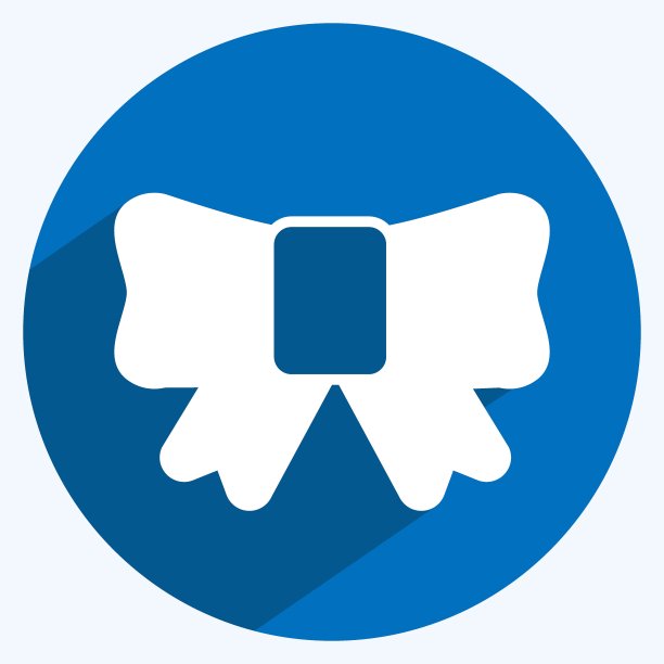 丝带图标在时尚的长阴影风格孤立在软蓝色背景图片下载