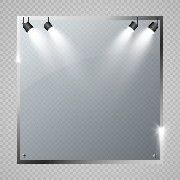 向量玻璃横幅上透明的背景。空的透明玻璃框架。干净的背景矢量。图片下载