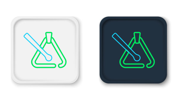 线三角形乐器图标孤立在白色背景上。色彩斑斓的轮廓的概念。向量图片下载