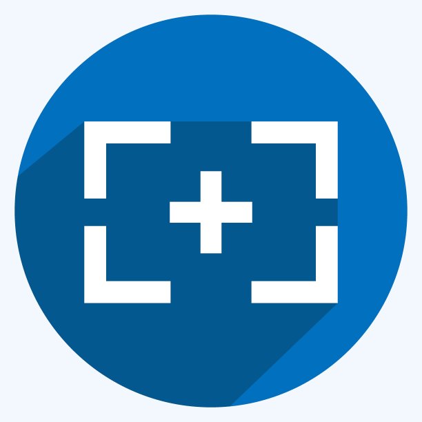 焦点I图标在时尚的长阴影风格孤立在软蓝色背景图片下载