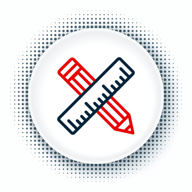 线交叉标尺和铅笔图标孤立在白色背景。直尺的象征。绘画和教育工具。色彩斑斓的轮廓的概念。向量图片下载