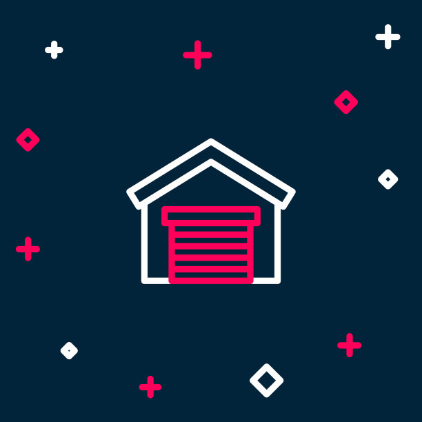 线车库图标孤立在蓝色背景上。色彩斑斓的轮廓的概念。向量图片下载