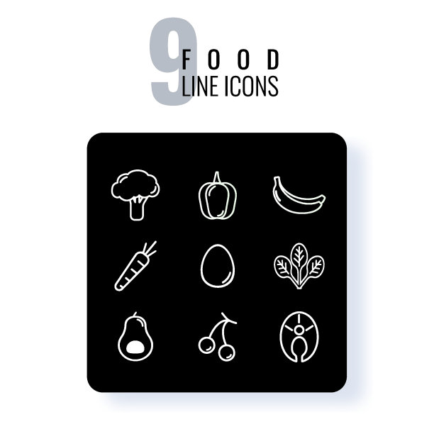 为web和应用程序设置健康食品图标图片下载