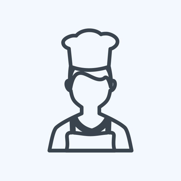 厨师图标在时尚线风格孤立在软蓝色背景图片下载