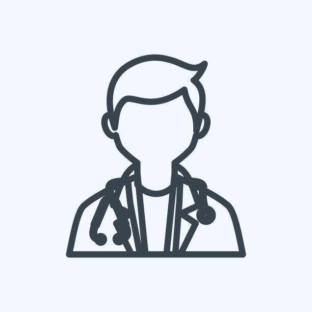 医生图标在时尚线风格孤立在软蓝色背景图片下载