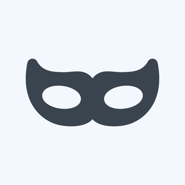 眼罩图标在时尚字形风格孤立在软蓝色背景图片下载