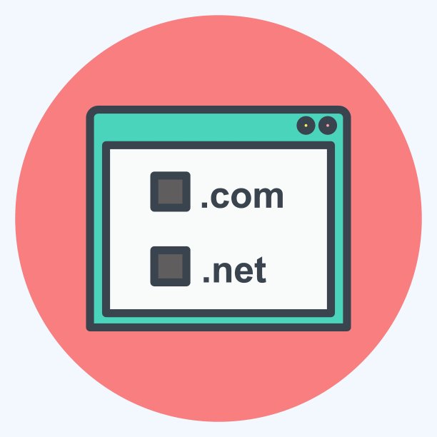 域名注册图标在时尚的颜色搭配风格孤立在软蓝色背景图片下载