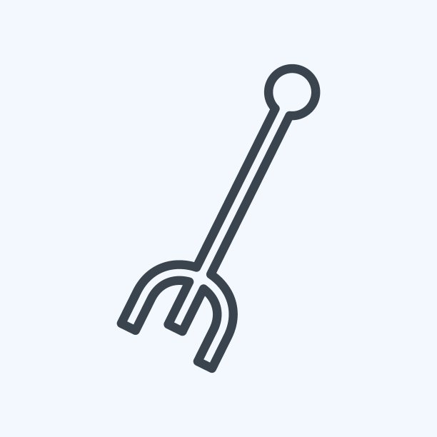 园艺叉子图标在时尚线风格孤立在软蓝色背景图片下载